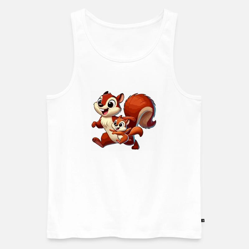 Eichhörnchen-Mutter und Kind beim Herumtollen - Männer Premium Bio Tank Top - Weiß