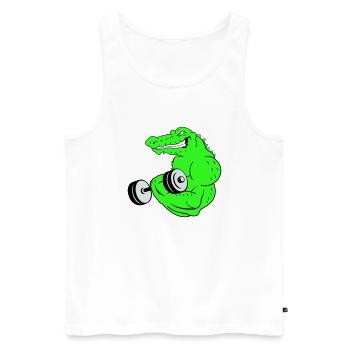 fitness crocodile 02 - Männer Premium Bio Tank Top - Weiß - Vorne - AI Model Male 178 light (178cm)