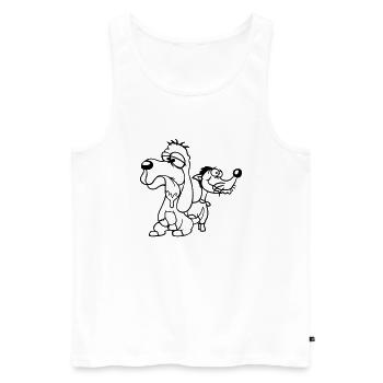 2 chiens équipe stupide deux amis équipage malheureux - Débardeur bio Premium Homme - blanc - Devant - AI Model Male 178 light (178cm)
