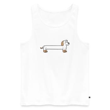 Hund Langer Dackel Lustig Langgezogen Cool Cartoon - Männer Premium Bio Tank Top - Weiß - Vorne - AI Model Male 178 light (178cm)