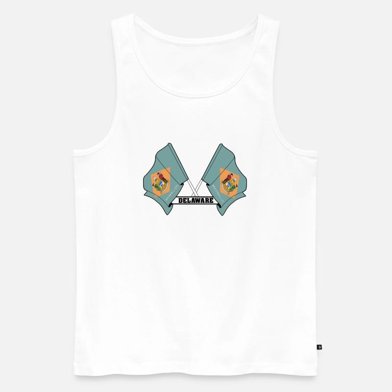 Two flags text DELAWARE - Men's Premium Organic Tank Top - white