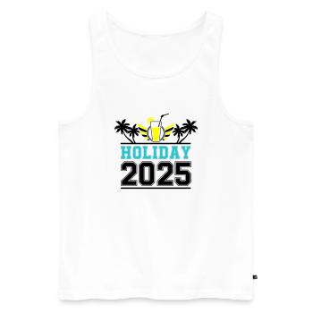 Holiday 2025 - Männer Premium Bio Tank Top - Weiß - Vorne - Michal (187cm)