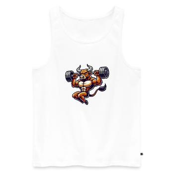 Bull bodybuilder bande dessinée - Débardeur bio Premium Homme - blanc - Devant - Michal (187cm)