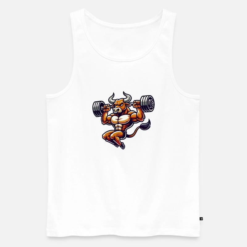 bull bodybuilder comic - Men's Premium Organic Tank Top - white