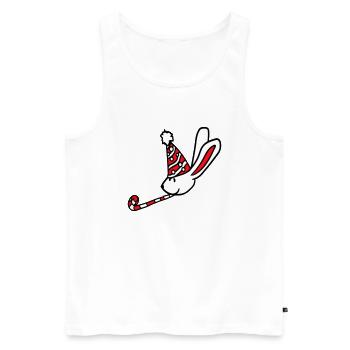 Lapin Anniversaire Années Vieux Cadeau Serviette Chapeau de fête - Débardeur bio Premium Homme - blanc - Devant - Michal (187cm)