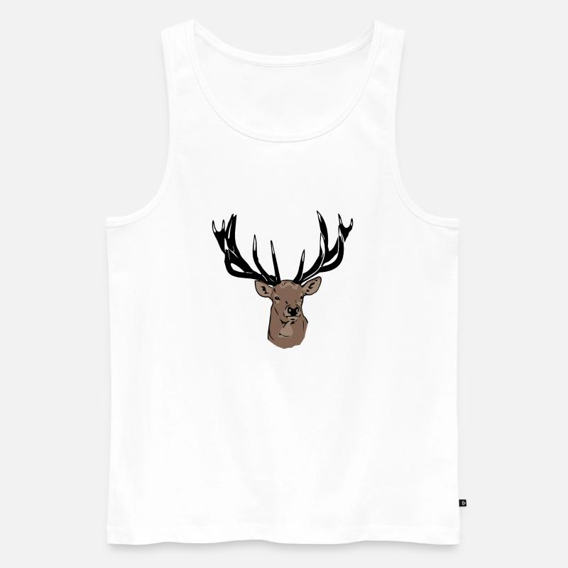 Hirsch - Deer - Männer Premium Bio Tank Top - Weiß