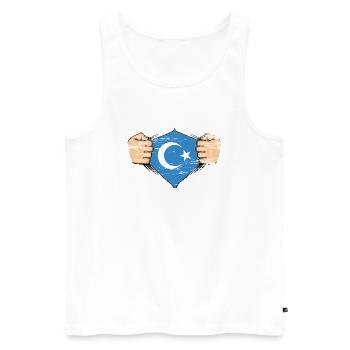 Uiguren Flagge Design used - Männer Premium Bio Tank Top - Weiß - Vorne - Michal (187cm)