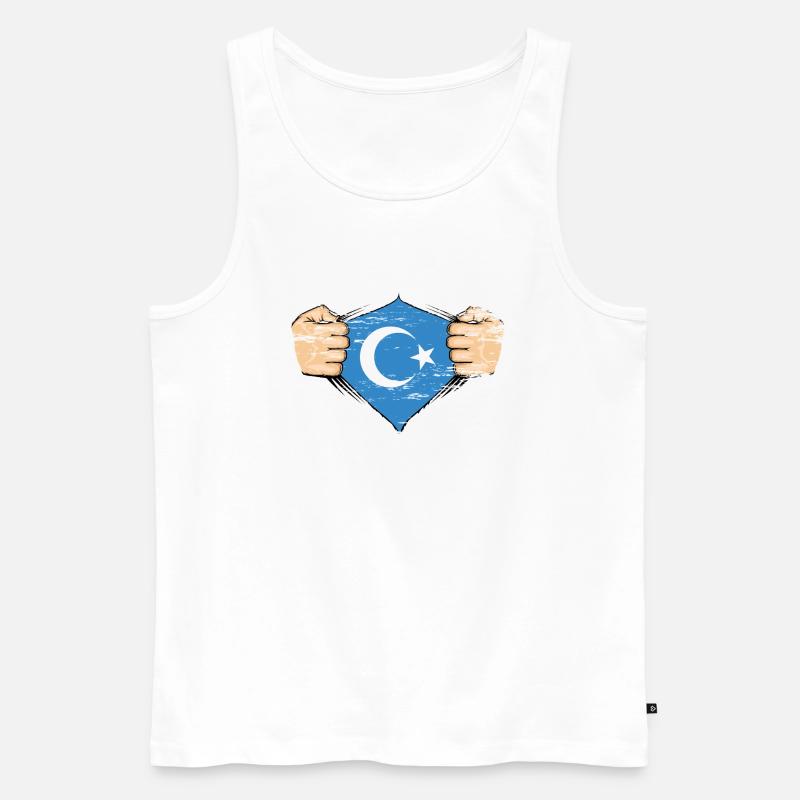 Uiguren Flagge Design used - Männer Premium Bio Tank Top - Weiß