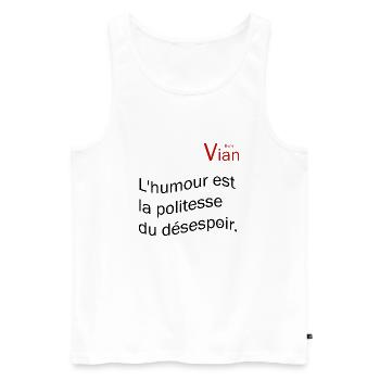 citation de Vian - Débardeur bio Premium Homme - blanc - Devant - Michal (187cm)