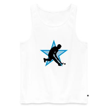 herrenhockey_b_3c - Débardeur bio Premium Homme - blanc - Devant - Michal (187cm)