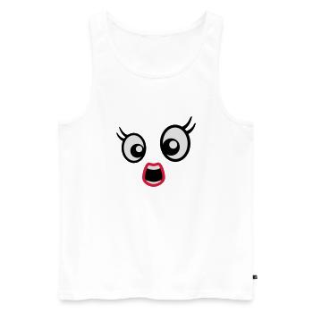 Effrayé Dessin Animé Visage Femme Femme - Débardeur bio Premium Homme - blanc - Devant - AI Model Male 178 light (178cm)