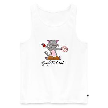 Gong Fu Chat - Débardeur bio Premium Homme - blanc - Devant - Michal (187cm)