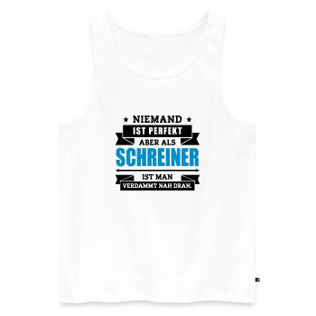 Funshirt Schreiner - Männer Premium Bio Tank Top - Weiß - Vorne - AI Model Male 178 light (178cm)