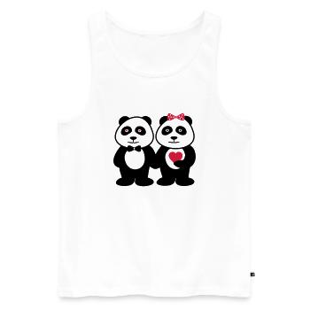 COUPLES PANDA - Débardeur bio Premium Homme - blanc - Devant - Michal (187cm)