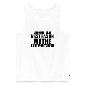 l'homme idéal n'est pas un mythe c'est mon tonton - Débardeur bio Premium Homme - blanc - Devant - Michal (187cm)