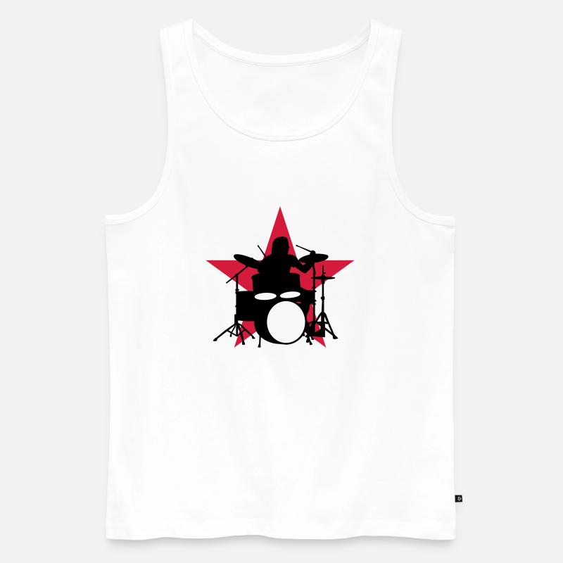 drummer_e_2c - Männer Premium Bio Tank Top - Weiß