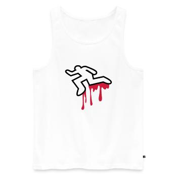 assassiner homicide coroner cadavre grandes lignes - Débardeur bio Premium Homme - blanc - Devant - AI Model Male 178 light (178cm)
