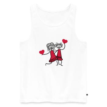 2 hearts best outline frame heart best friends tex - Men's Premium Organic Tank Top - white - Front - AI Model Male 178 light (178cm)