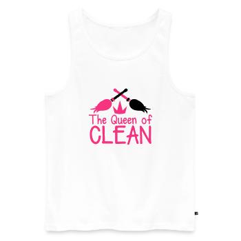 The QUEEN of CLEAN mother hot pink with brooms - Men's Premium Organic Tank Top - white - Front - Michal (187cm)