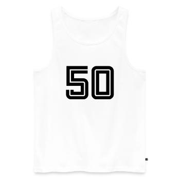50f - Männer Premium Bio Tank Top - Weiß - Vorne - Michal (187cm)