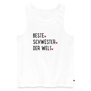Schwester - Männer Premium Bio Tank Top - Weiß - Vorne - Michal (187cm)