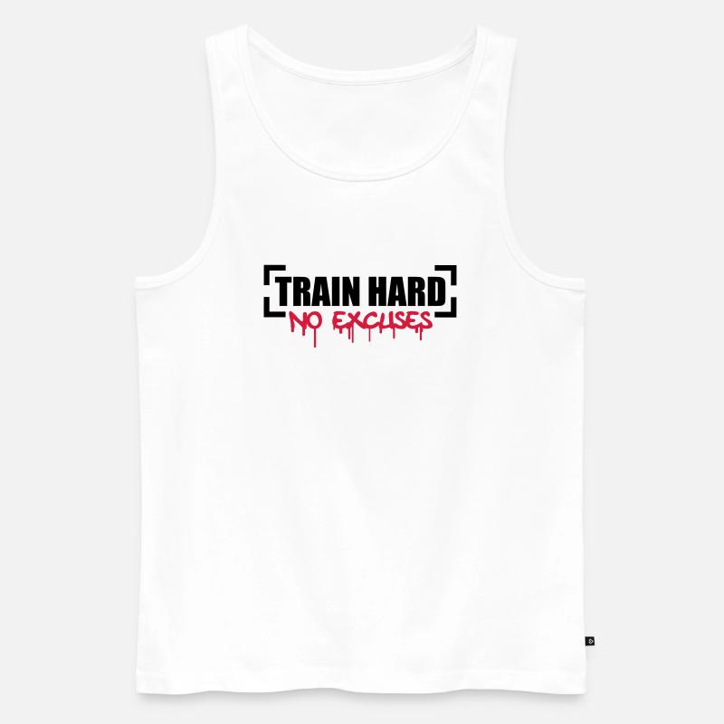 Train Hard No Excuses - Männer Premium Bio Tank Top - Weiß