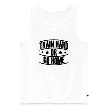 Train Hard Or Go Home Logo - Men's Premium Organic Tank Top - white - Front - Michal (187cm)