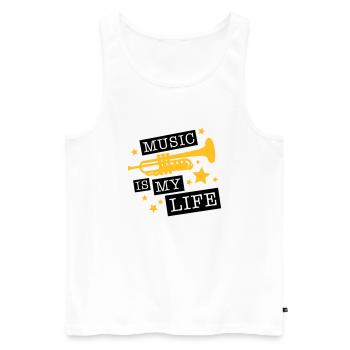 trompete_music_is_life_ge2 - Débardeur bio Premium Homme - blanc - Devant - AI Model Male 178 light (178cm)