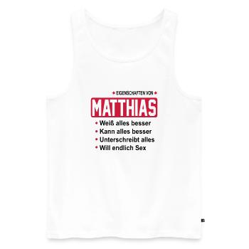 matthias - Männer Premium Bio Tank Top - Weiß - Vorne - AI Model Male 178 light (178cm)