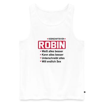 robin - Männer Premium Bio Tank Top - Weiß - Vorne - Michal (187cm)