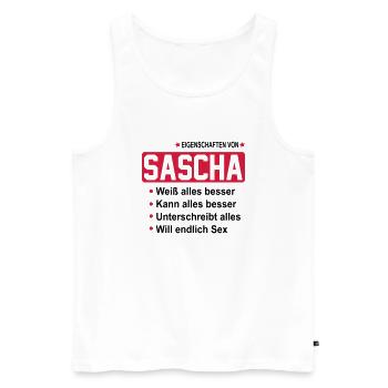 sascha - Männer Premium Bio Tank Top - Weiß - Vorne - Michal (187cm)