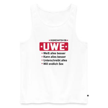 uwe - Männer Premium Bio Tank Top - Weiß - Vorne - Michal (187cm)