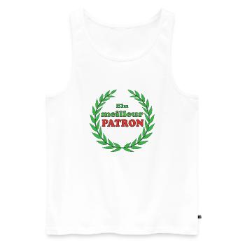 Elu meilleur patron - Débardeur bio Premium Homme - blanc - Devant - AI Model Male 178 light (178cm)