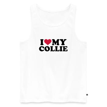 Collie - Männer Premium Bio Tank Top - Weiß - Vorne - AI Model Male 178 light (178cm)