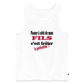 Mon fils la perfection 111 - Männer Premium Bio Tank Top - Weiß - Vorne - AI Model Male 178 light (178cm)
