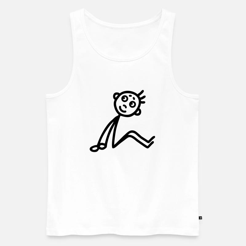 Männchen sitzend - Männer Premium Bio Tank Top - Weiß