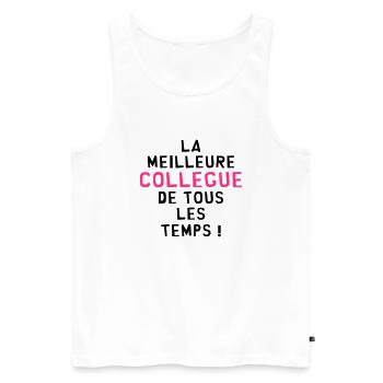 Collègue / Bureau / Travail / Collegue Entreprise - Débardeur bio Premium Homme - blanc - Devant - Michal (187cm)