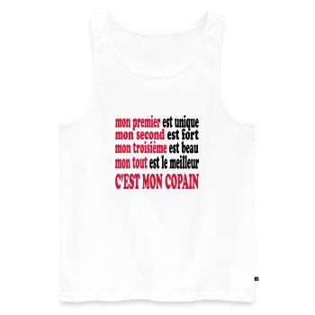 Mon copain est beau - Men's Premium Organic Tank Top - white - Front - AI Model Male 178 light (178cm)
