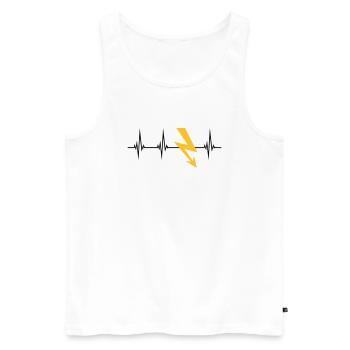 strom puls herzschlag frequenz elektrisch blitz en - Männer Premium Bio Tank Top - Weiß - Vorne - AI Model Male 178 light (178cm)