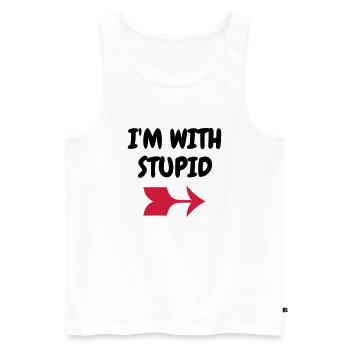 I'm with stupid - Humor - Funny - Joke - Friend - Débardeur bio Premium Homme - blanc - Devant - AI Model Male 178 light (178cm)