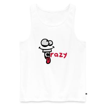 fou visage bande dessinée comique fou rire logo dr - Débardeur bio Premium Homme - blanc - Devant - AI Model Male 178 light (178cm)