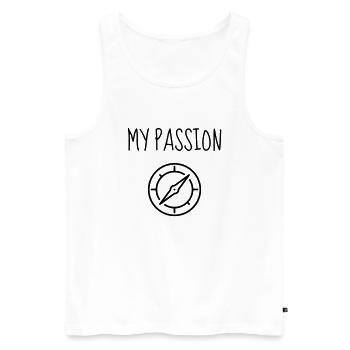 Geocaching / Geocacher / Compass / GPS - Men's Premium Organic Tank Top - white - Front - Michal (187cm)