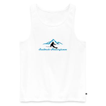 Winter - Skifahrer Berge Saalbach - Männer Premium Bio Tank Top - Weiß - Vorne - Michal (187cm)