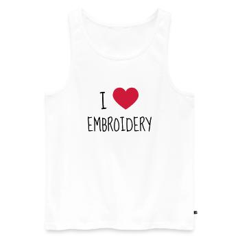 Embroidery Stickerei Broderie Embroiderer Brodeuse - Men's Premium Organic Tank Top - white - Front - AI Model Male 178 light (178cm)