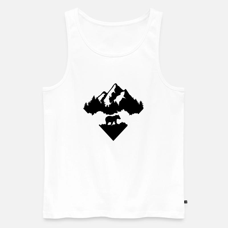 Bär, Wald und Berg - Männer Premium Bio Tank Top - Weiß