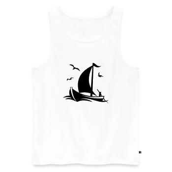 Schiffe - Segelboot Vögel - Männer Premium Bio Tank Top - Weiß - Vorne - AI Model Male 178 light (178cm)