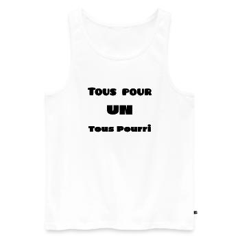 tous pour un tous pourri - Débardeur bio Premium Homme - blanc - Devant - AI Model Male 178 light (178cm)