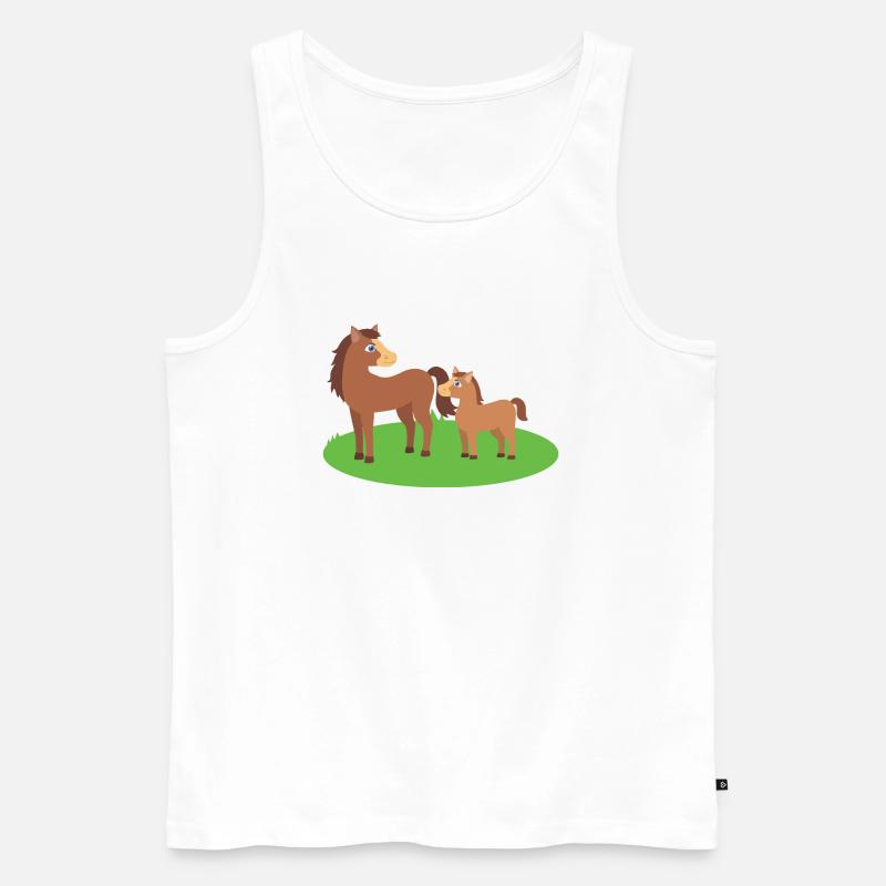 Pferd Mutter und Kind - Männer Premium Bio Tank Top - Weiß