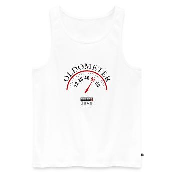 oldometer 51e anniversaire - Débardeur bio Premium Homme - blanc - Devant - AI Model Male 178 light (178cm)