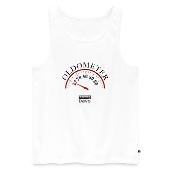 Oldometer 22ème anniversaire - Débardeur bio Premium Homme - blanc - Devant - AI Model Male 178 light (178cm)